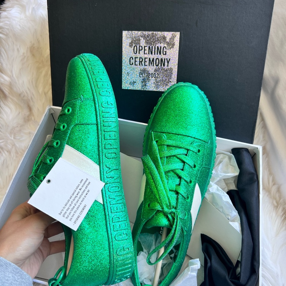 NIB Opening Ceremony green sparkle sneakers - Picture 1 of 12